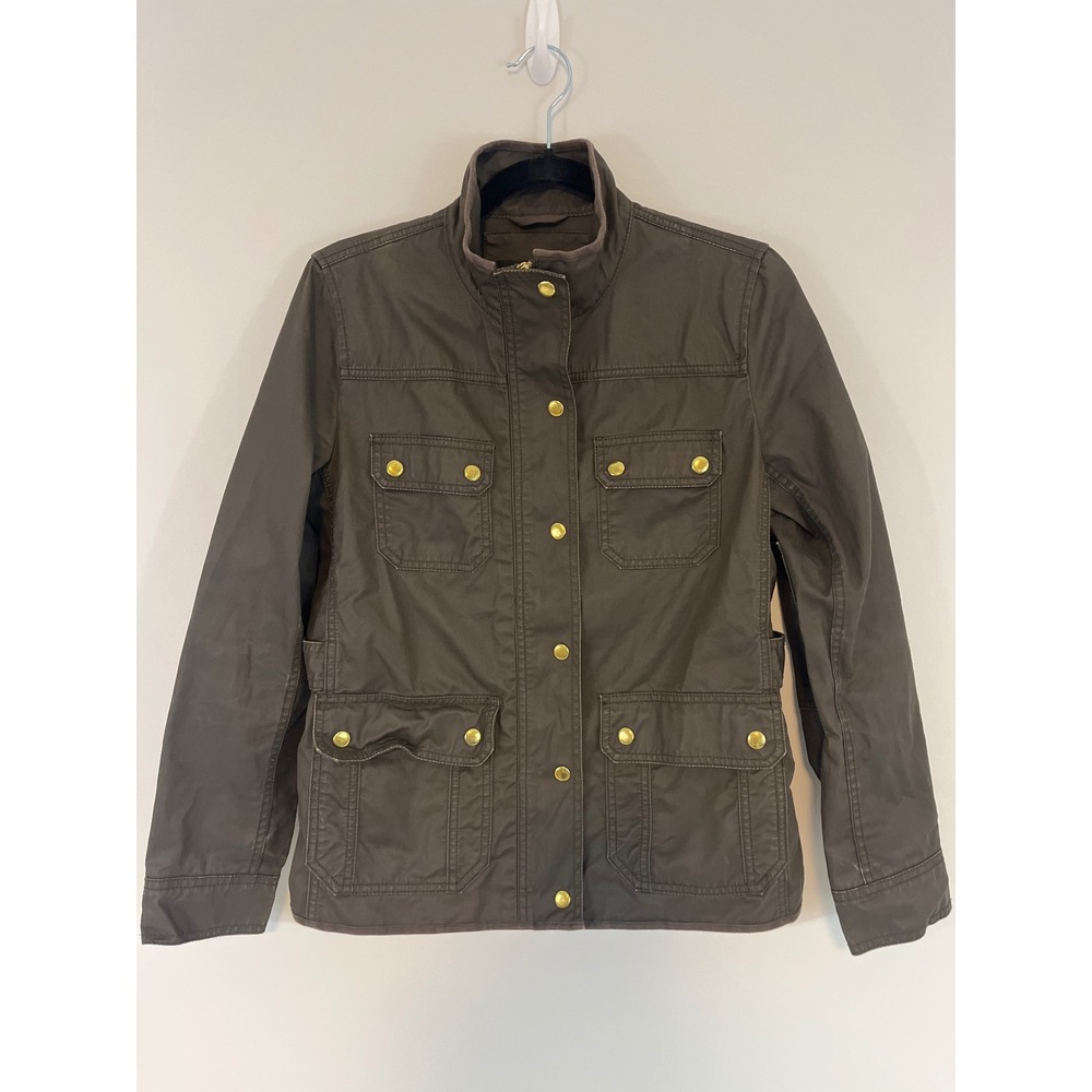 J. Crew Women's Downtown Field Jacket Small Mossy Brown Cotton Utility